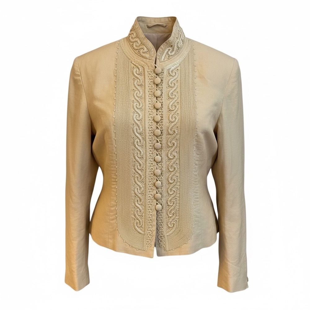 Vintage Ravel Mustard color Women's Blazer with Embroidery Beadwork Detailing